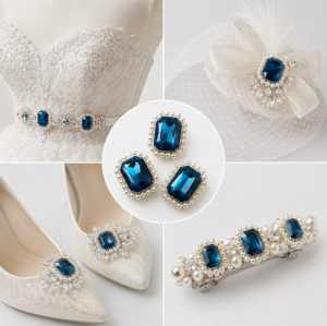 Wholesale Rectangle Sew-On Flower Mode Claw Rhinestones With Pearl