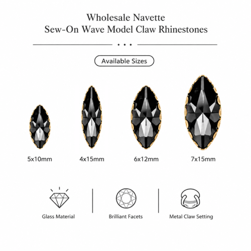 Wholesale NavetteSew-On Wave Model Claw Rhinestones