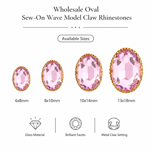 Wholesale Oval Sew-On Wave Model Claw Rhinestones