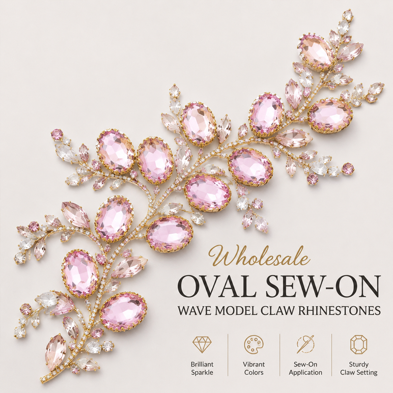oval wave model claw rhinestones