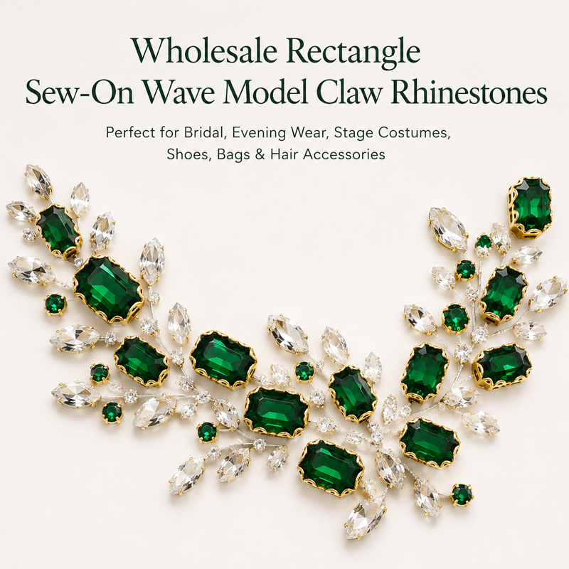 rectangle wave model claw rhinestones