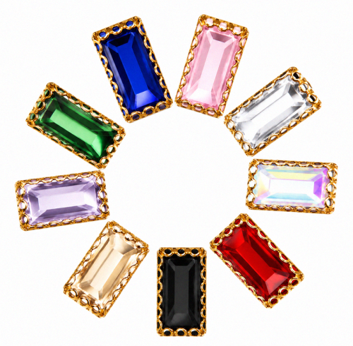 Wholesale Rectangle Sew-On Flower Mode Claw Rhinestones With Pearl