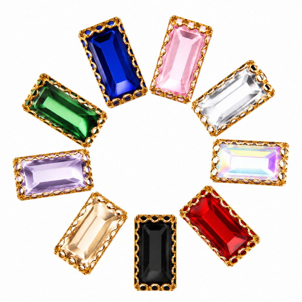 Wholesale Rectangle Sew-On Flower Mode Claw Rhinestones With Pearl