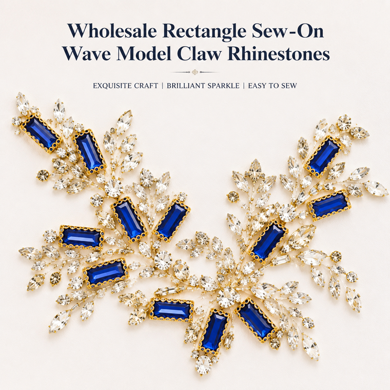 rectangle wave model claw rhinestones