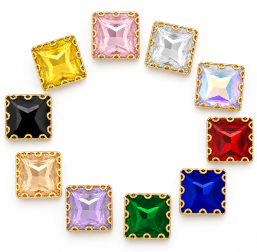 Wholesale Square Sew-On Wave Model Claw Rhinestones