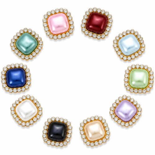 Wholesale Square Sew-On Pearl Flower Model Claw Rhinestones