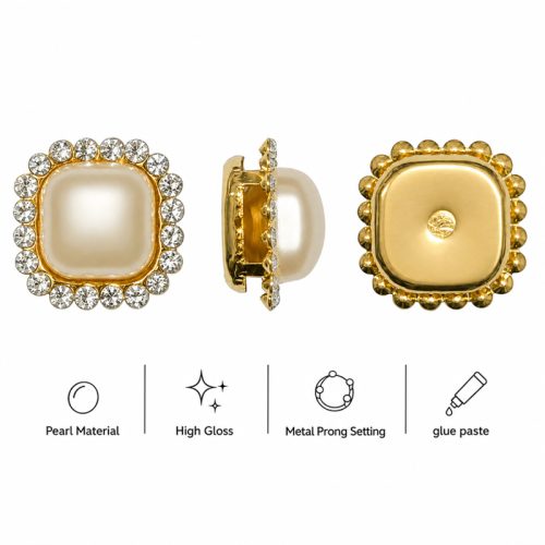 Wholesale Square Sew-On Pearl Flower Model Claw Rhinestones