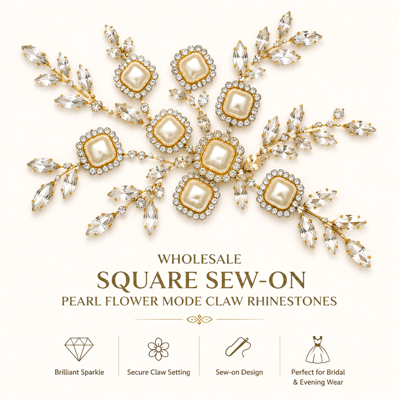 pearl flower claw rhinestones