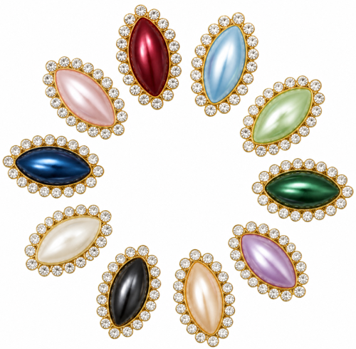 Wholesale Navette Sew-On Pearl Flower Model Claw Rhinestones