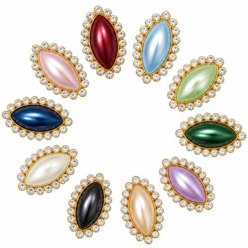 Wholesale Navette Sew-On Pearl Flower Model Claw Rhinestones