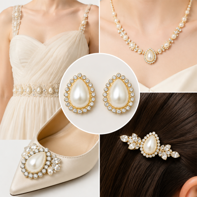 Wholesale Tear Drop Sew-On Pearl Flower Model Claw Rhinestones