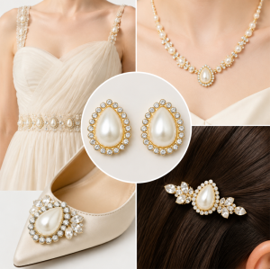 Wholesale Tear Drop Sew-On Pearl Flower Model Claw Rhinestones