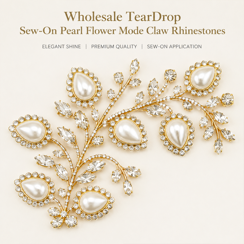 teardrop pearl flower claw rhinestones