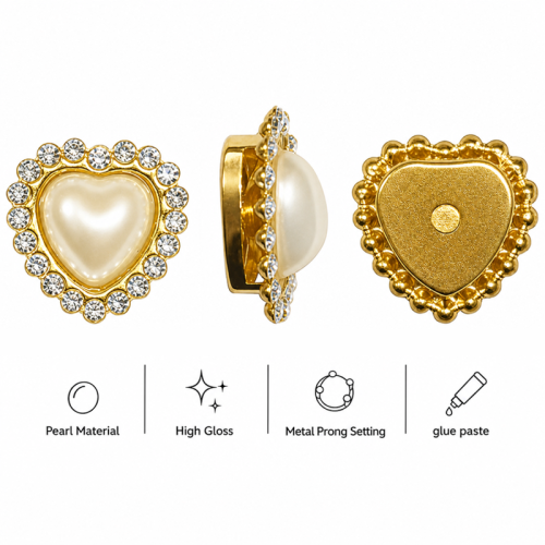 Wholesale Heart Sew-On Pearl Flower Model Claw Rhinestones