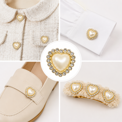 Wholesale Heart Sew-On Pearl Flower Model Claw Rhinestones