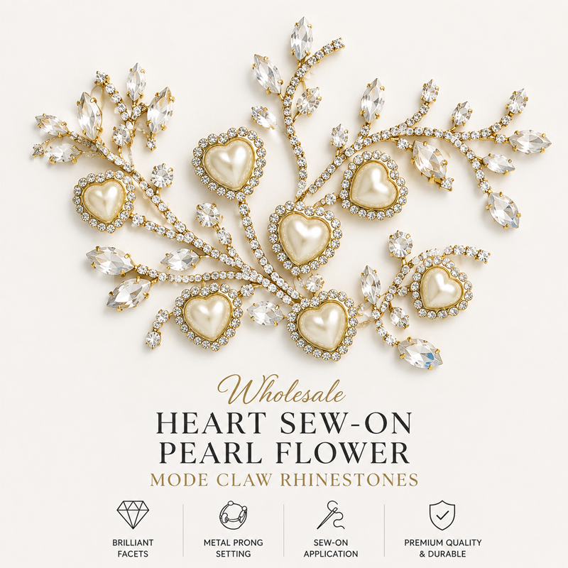 heart pearl flower claw rhinestones