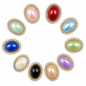 Wholesale Oval Sew-On Pearl Flower Model Claw Rhinestones