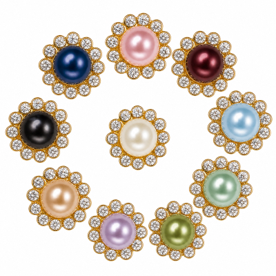 Wholesale Round Sew-On Pearl Flower Model Claw Rhinestones