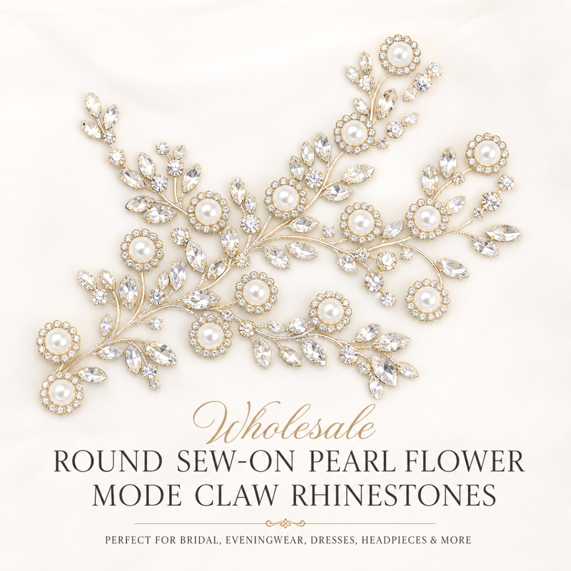 round pearl flower claw rhinestones
