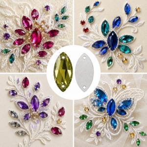 G&J Wholesale Navette Glass Sew-On Rhinestone