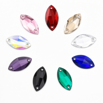 G&J Wholesale Navette Glass Sew-On Rhinestone