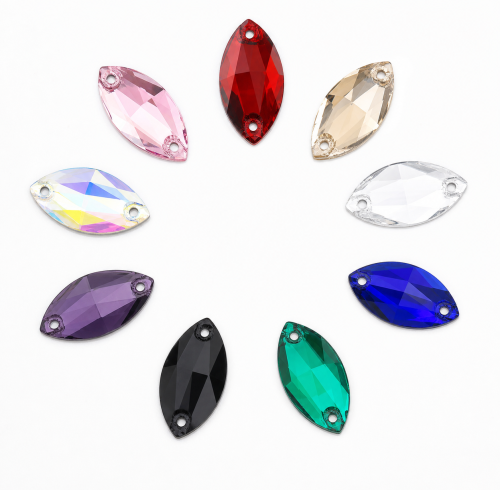 G&J Wholesale Navette Glass Sew-On Rhinestone