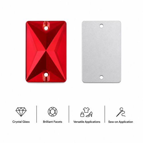 G&J Wholesale Rectangle Glass Sew-On Stone