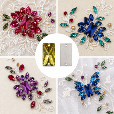 G&J Wholesale Rectangle Glass Sew-On Stone
