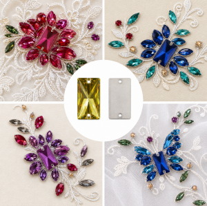 G&J Wholesale Rectangle Glass Sew-On Stone