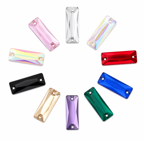 G&J Wholesale Cosmic Baguette Glass Sew-On Stone