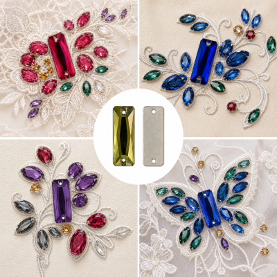 G&J Wholesale Cosmic Baguette Glass Sew-On Stone