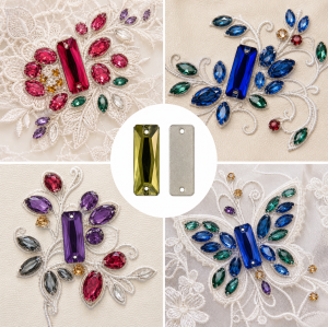 G&J Wholesale Cosmic Baguette Glass Sew-On Stone