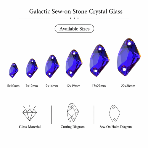G&J Wholesale Galactic Glass Sew-On Stone