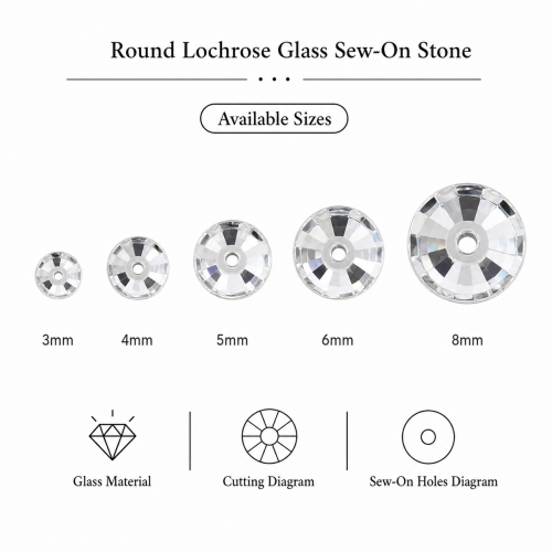 G&J Wholesale Round Lochrose Glass Sew-On Stone