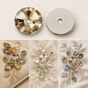 G&J Wholesale Round Lochrose Glass Sew-On Stone