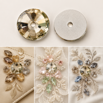 G&J Wholesale Round Lochrose Glass Sew-On Stone
