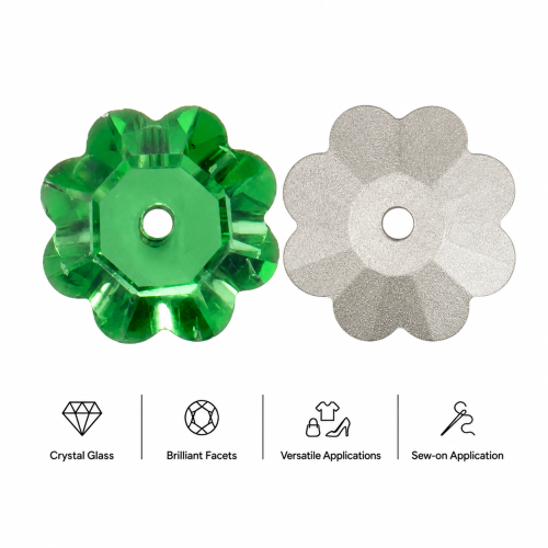 G&J Wholesale Flower Lochrose Glass Sew-On Stone