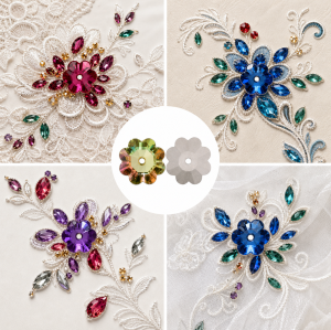 G&J Wholesale Flower Lochrose Glass Sew-On Stone