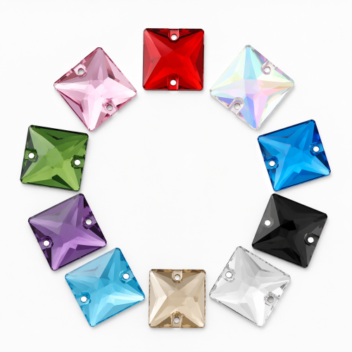 G&J Wholesale Square Glass Sew-On Stone