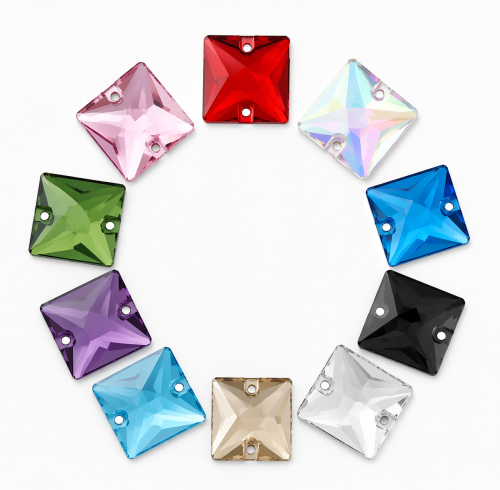 G&J Wholesale Square Glass Sew-On Stone