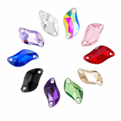 G&J Wholesale S-Shaped Glass Sew-On Stone