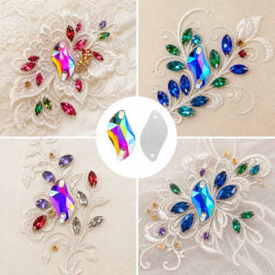 G&J Wholesale S-Shaped Glass Sew-On Stone