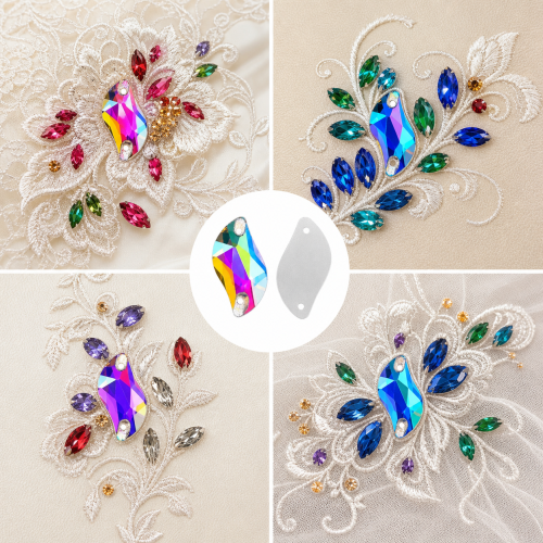 G&J Wholesale S-Shaped Glass Sew-On Stone