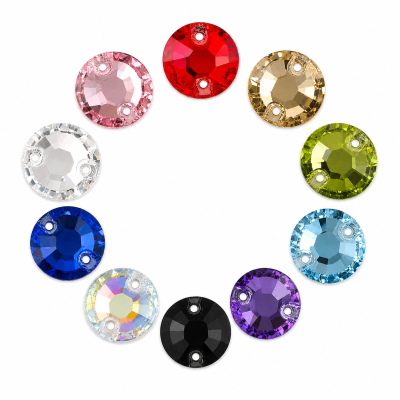G&J Wholesale Round Flat Faceted Glass Sew-on Stones