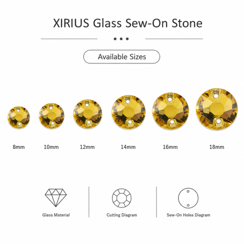G&J Wholesale Round Flat Faceted Glass Sew-on Stones