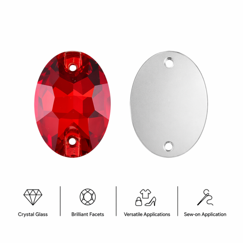 G&J Wholesale Oval Glass Sew-On Stone