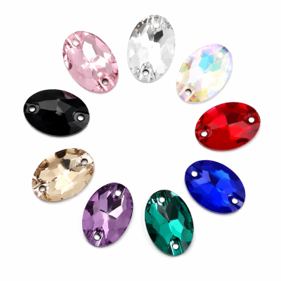 G&J Wholesale Oval Glass Sew-On Stone