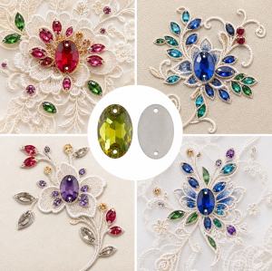 G&J Wholesale Oval Glass Sew-On Stone