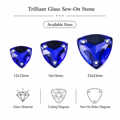G&J Wholesale Trilliant Glass Sew-On Stone