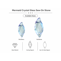 G&J Wholesale Mermaid Glass Sew-On Stone